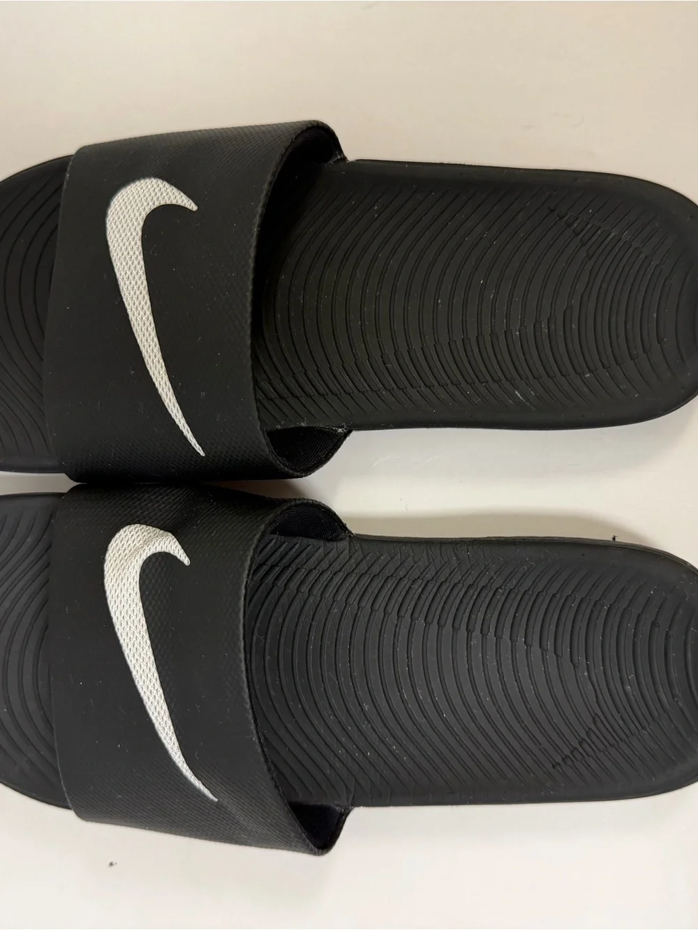 Nike Black Slide Sandals with White Swoosh for Kids